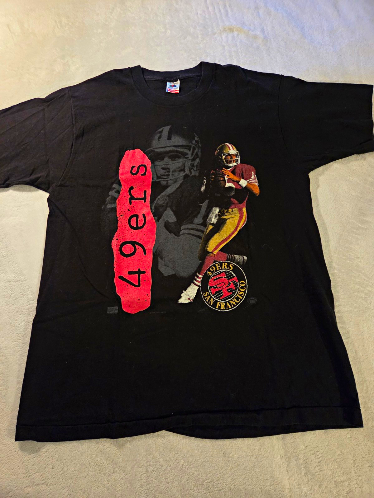 Vintage Fruit of the Loom San Francisco 49ers Joe Montana NFL Black Men\'s XL Vintage Fruit of the Loom San Francisco 49ers Joe Montana NFL Black Men\'s XL