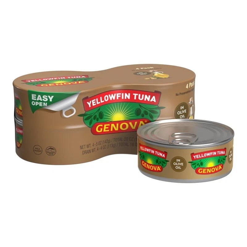 New Genova Premium Yellowfin Tuna in Olive Oil 4 - 5 oz cans - Best Price 1 day.