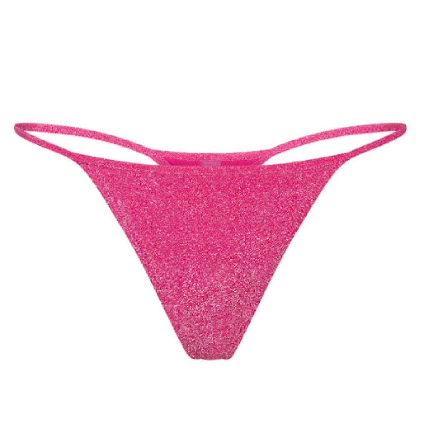 SKIMS Glitter Swim String Thong Magenta Pink Metallic Bikini Bottom Med NWT