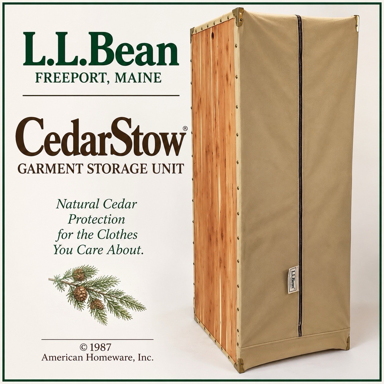 Large VTG L.L. Bean Cedar Canvas Wardrobe Camp Closet 15\