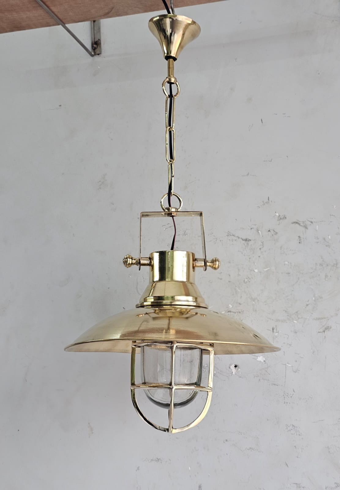 Brass Nautical Pendant Light, Vintage Marine Cage Ceiling Light Hanging Fixture