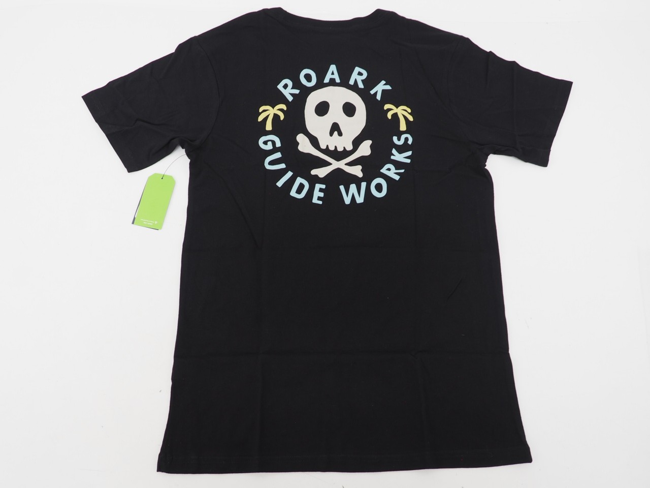 New Roark Guide Works Skull Organic Cotton T-Shirt Black Size Medium