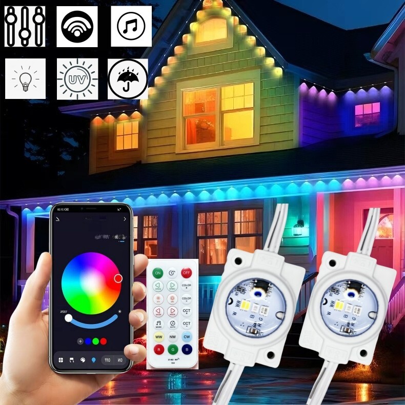 108FT Permanent Outdoor Lights 72LEDs RGB LED Eave Light With APP Remote Control 108FT Permanent Outdoor Lights 72LEDs RGB LED Eave Light With APP Remote Control