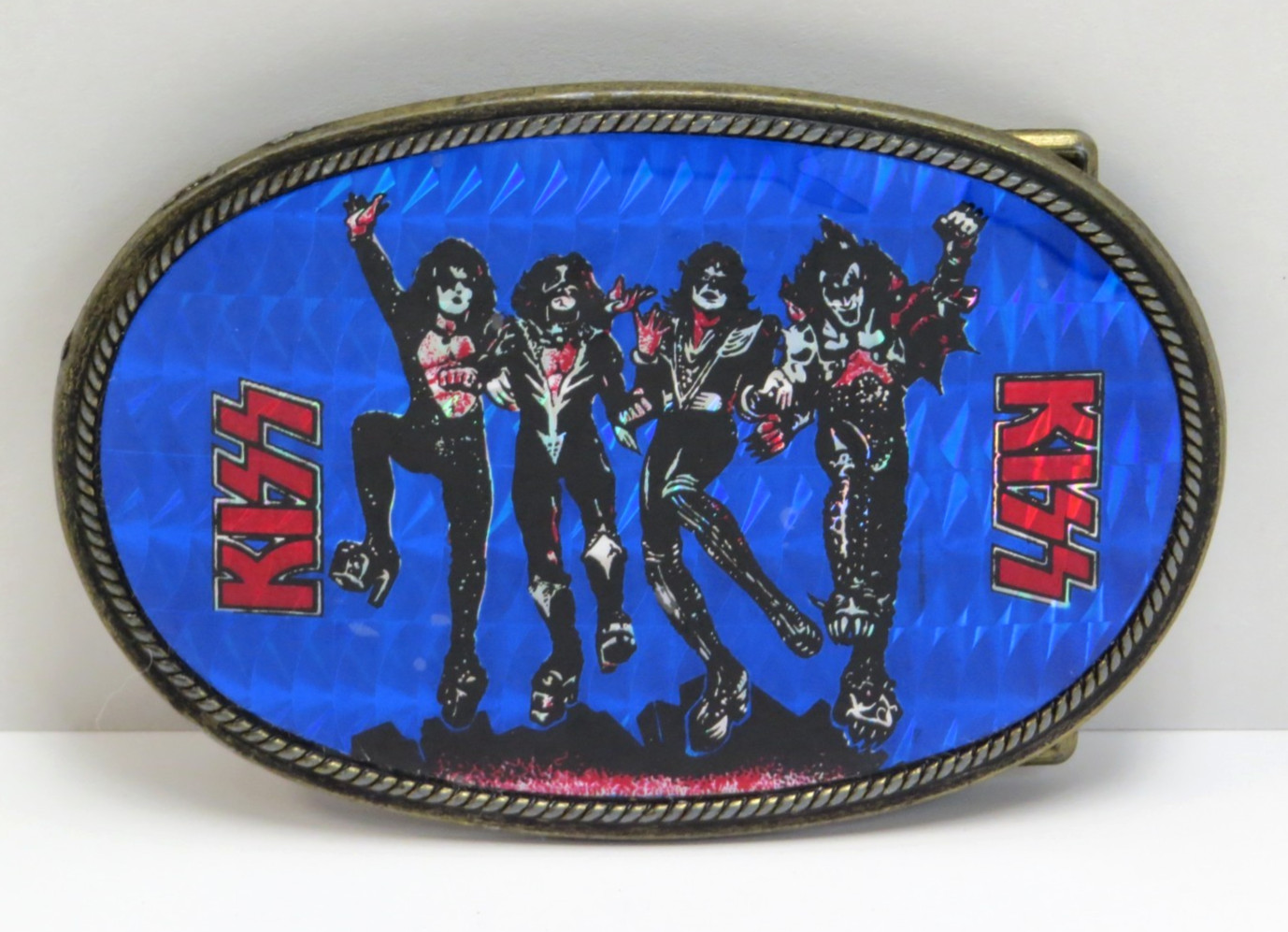 KISS DESTROYER BELT BUCKLE  -   MEXICO VINTAGE 1970\'S  -  ACE PETER GENE PAUL