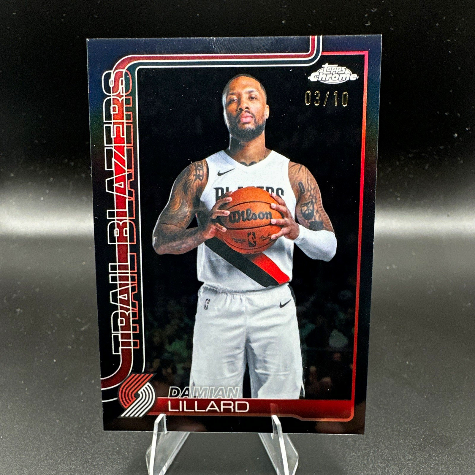 2025-26 Topps Chrome Update Trail Blazers Damian Lillard #46 Black Refractor /10 2025-26 Topps Chrome Update Trail Blazers Damian Lillard #46 Black Refractor /10