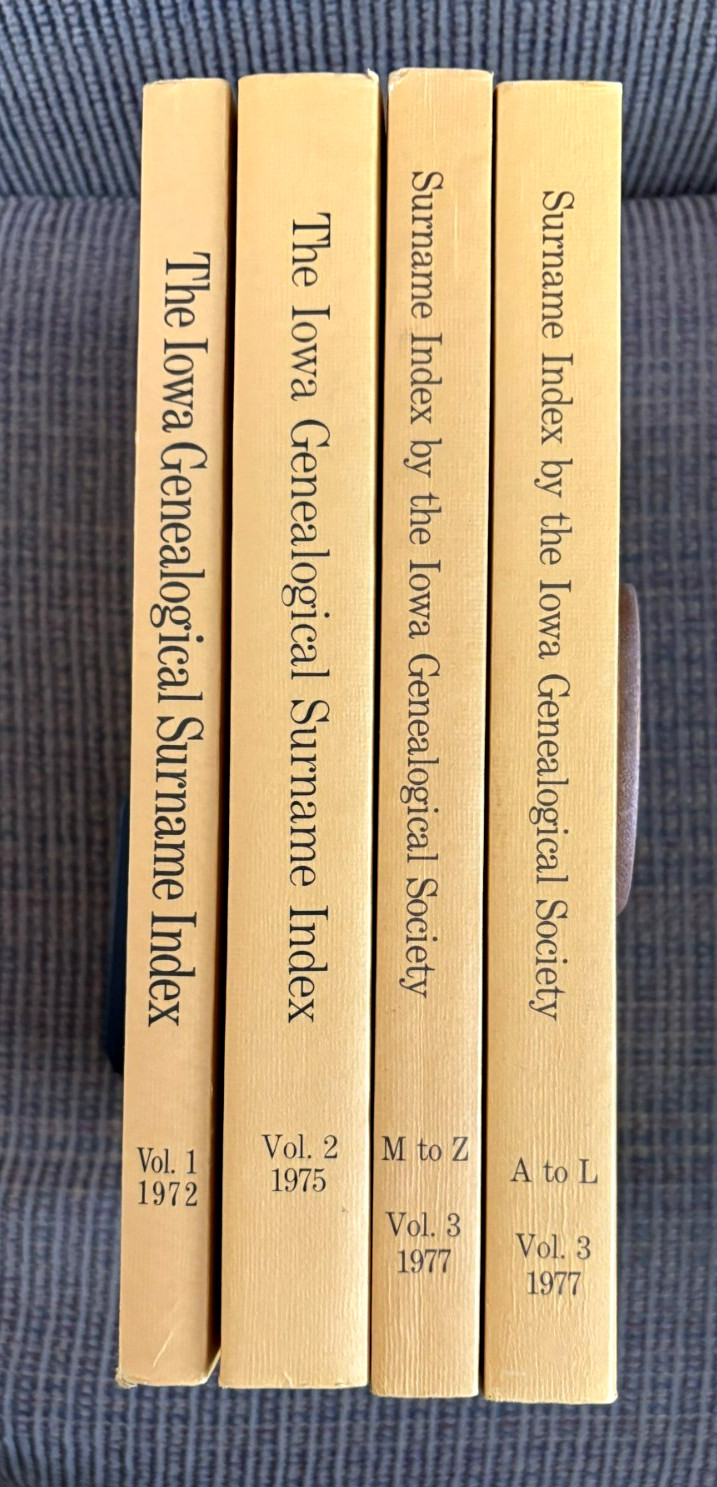 The Iowa Genealogical Society Surname Index Vol 1-3 1972-1977 Genealogy