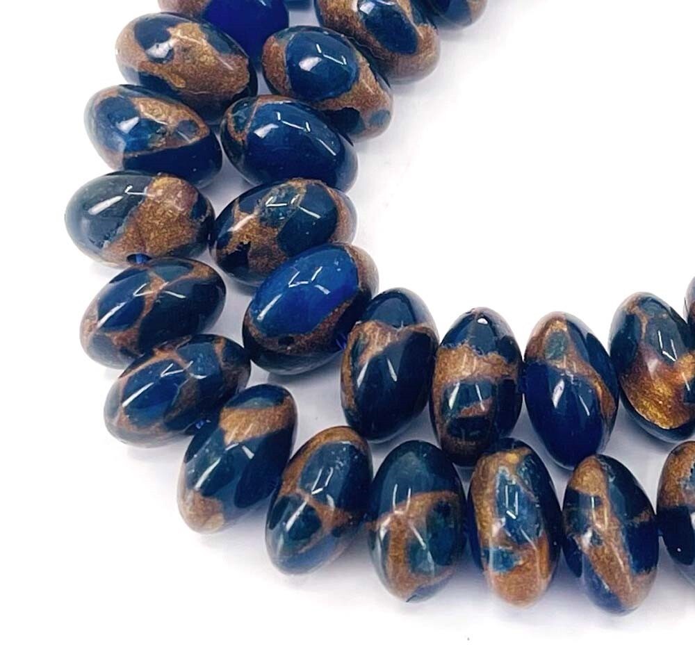 10x6mm Sapphire in Quartz with Pyrite / Brown Vein Rondelle Beads (32pcs)