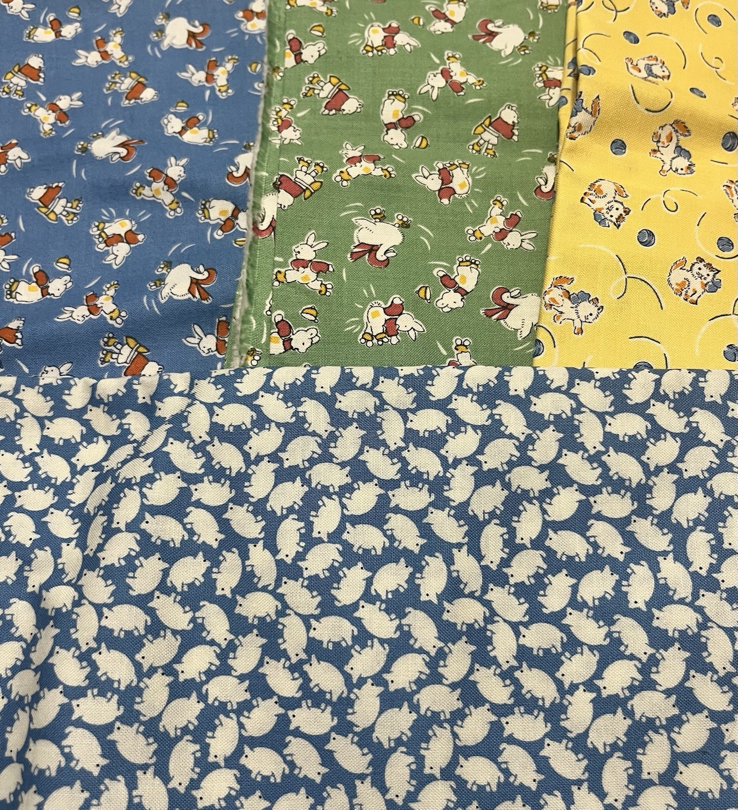 Maywood ANIMAL QUACKERS Kim\'s Cause four vintage reproduction kid prints 2 yards