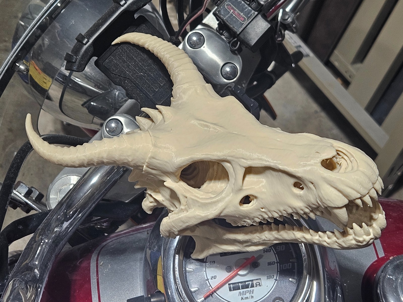 Large 3D Printed Dragon Skull Head Wall Decor Fantasy Gothic Sculpture Prop