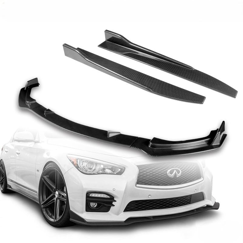 5pcs Combo Front Bumper Body Kit Lip + Side Skirt Extensions Diffuser
