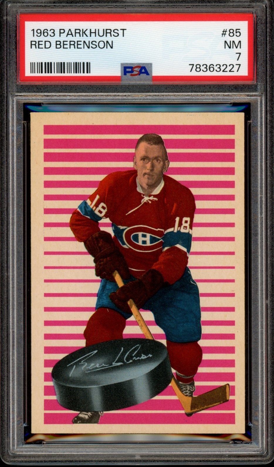 1963-64 PARKHURST HOCKEY #85 Red Berenson RC PSA 7 NM Montreal Canadiens Rookie 1963-64 PARKHURST HOCKEY #85 Red Berenson RC PSA 7 NM Montreal Canadiens Rookie
