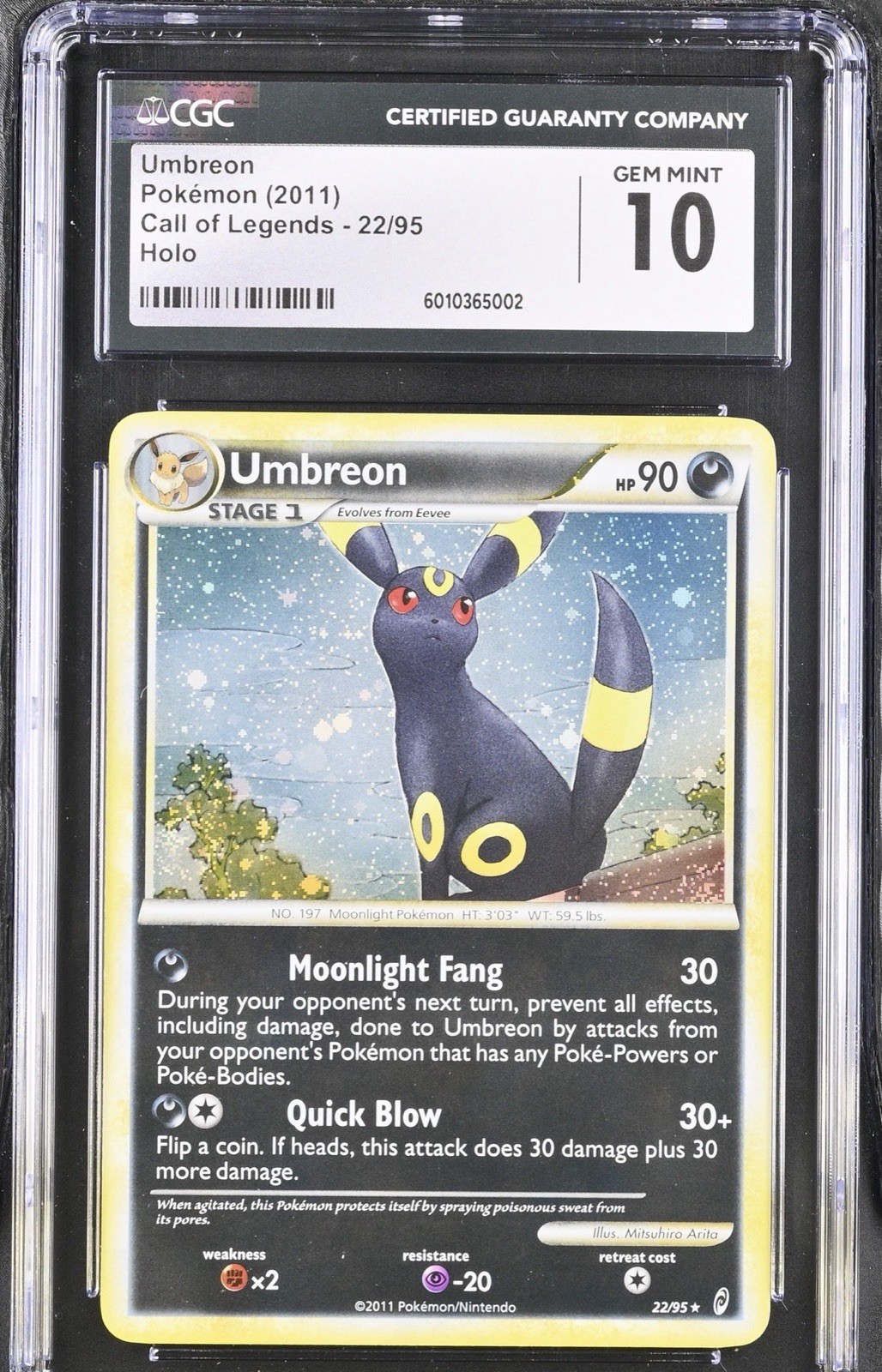 2011 Pokemon HeartGold & SoulSilver Call Of Legends Holo Umbreon #22 CGC 10 🌀🌀