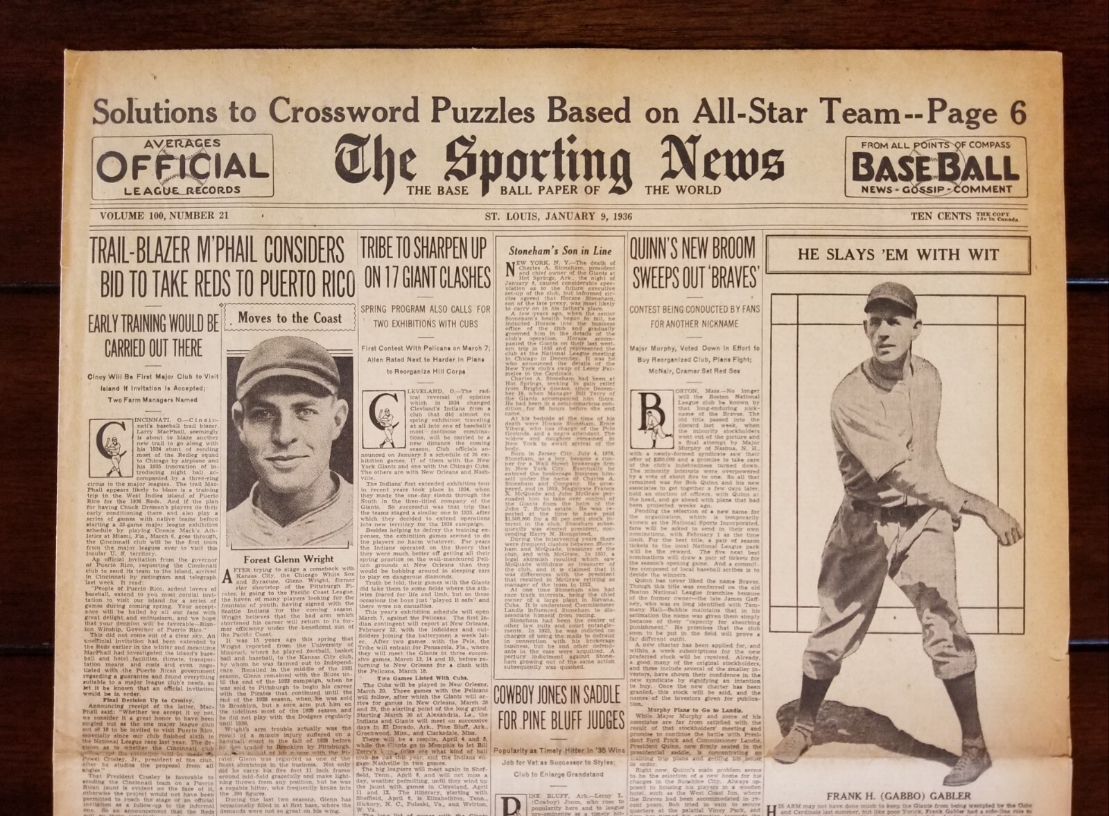 1936 The Sporting News Newspaper Magazine Paper