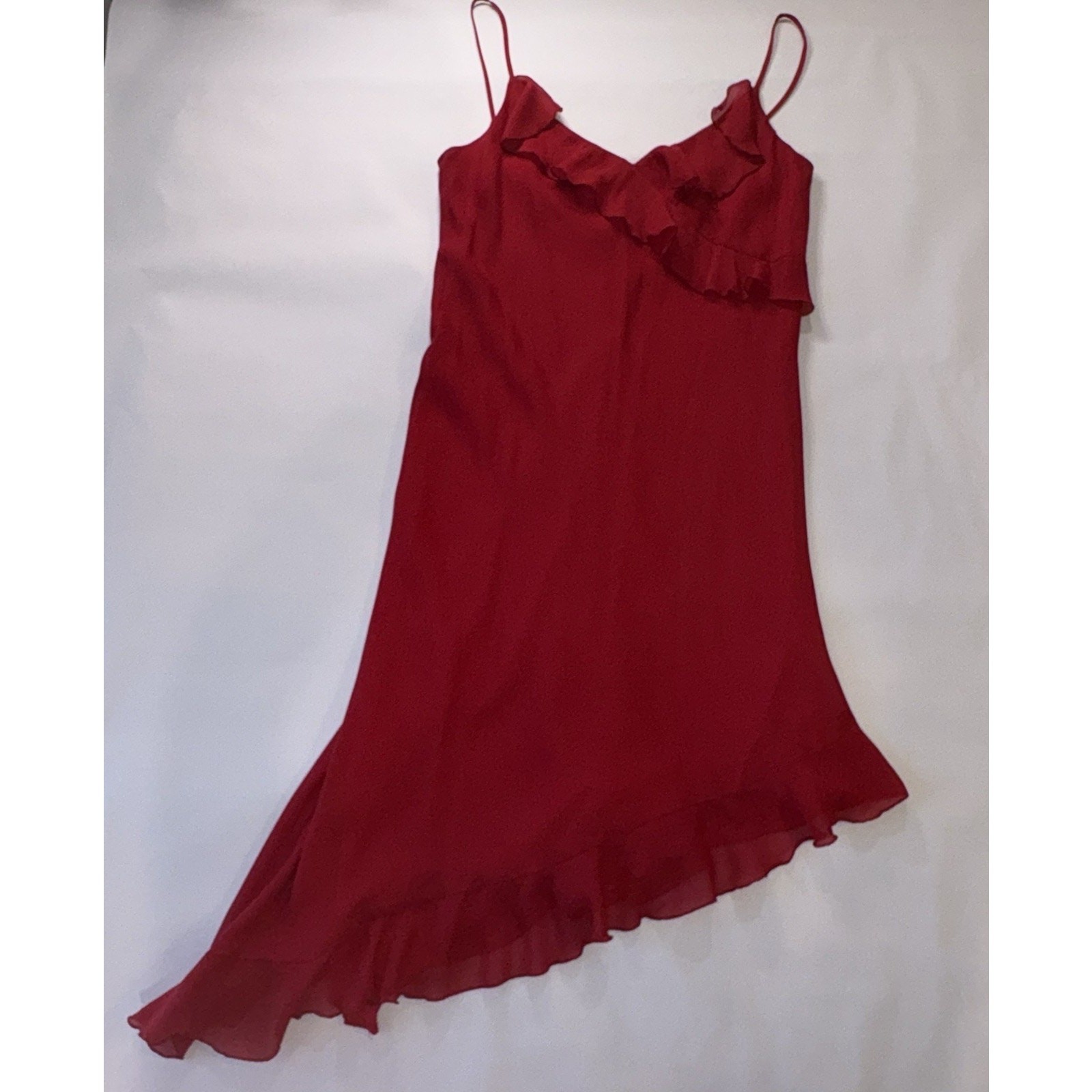 Vtg 90s Y2K City Triangles Red Asymmetrical Ruffle Dress Whimsigoth Fairy 11 Vtg 90s Y2K City Triangles Red Asymmetrical Ruffle Dress Whimsigoth Fairy 11