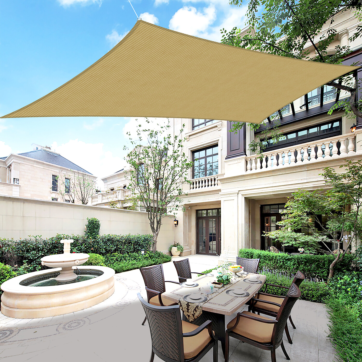 Houssity 14\' Sun Shade Sail Canopy Awning Shade Cloth Pool Patio Pergola Cover Houssity 14\' Sun Shade Sail Canopy Awning Shade Cloth Pool Patio Pergola Cover