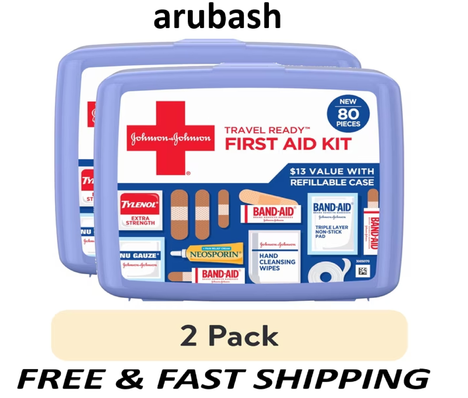 Band-Aid Brand Travel Ready Portable Emergncy First Aid Kit,80 Piece each-2 pack Band-Aid Brand Travel Ready Portable Emergncy First Aid Kit,80 Piece each-2 pack