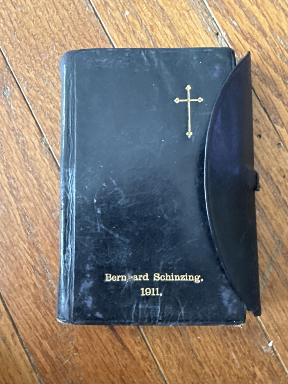 Antique 1909 German Lutheran Hymnal Kirchen-Gesangbuch Leather Flap Personalized