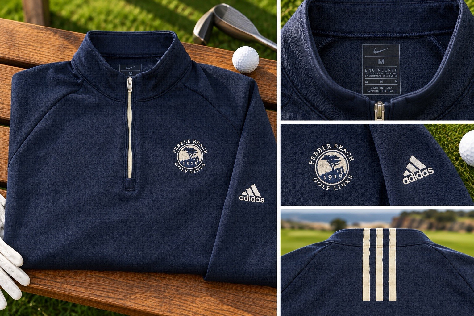 Adidas adiPure Pebble Beach 1919 Golf 1/4 Zip Pullover Navy Youth Small Adidas adiPure Pebble Beach 1919 Golf 1/4 Zip Pullover Navy Youth Small