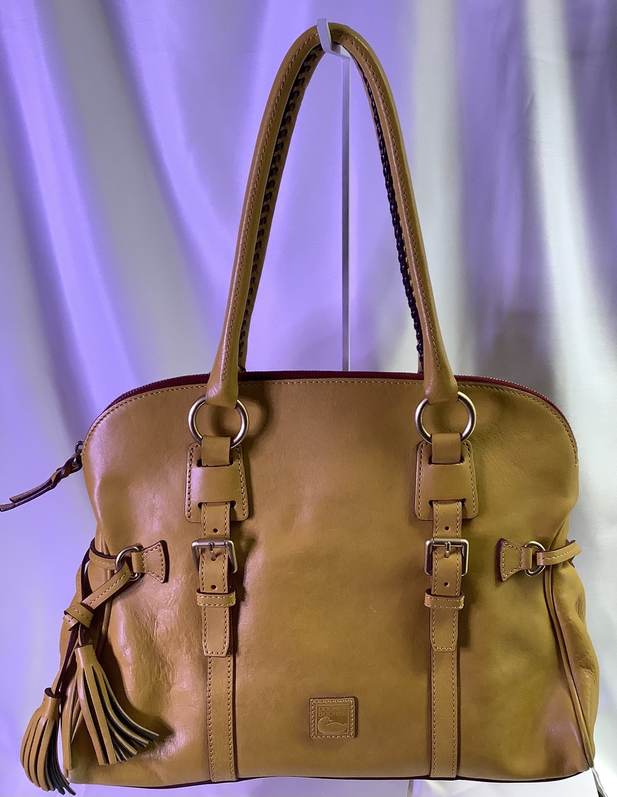 Dooney & Bourke Florentine Domed Buckle Satchel Purse Yellow Leather