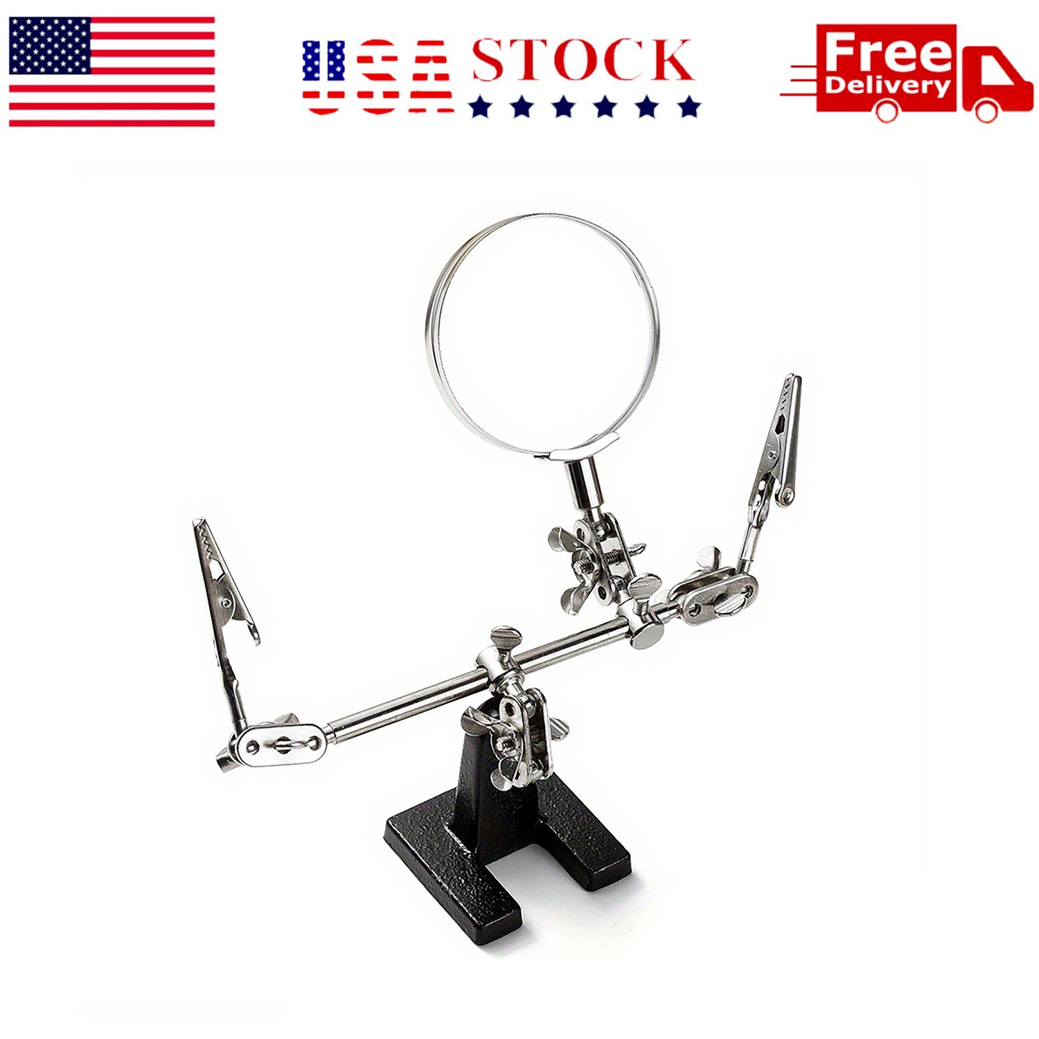Helping Third Hand Magnifier Soldering Stand Clamp Holder Alligator Clip Tool Helping Third Hand Magnifier Soldering Stand Clamp Holder Alligator Clip Tool