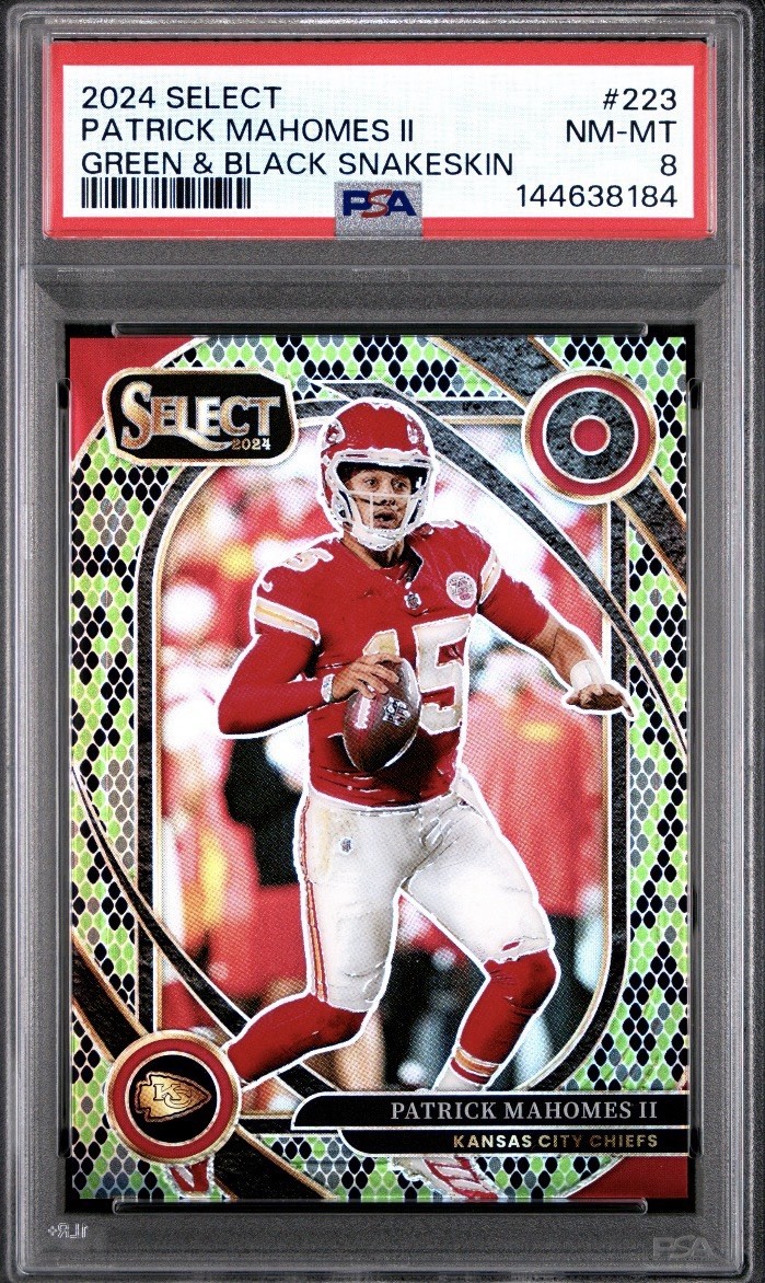 2024 PANINI SELECT GREEN & BLACK SNAKESKIN PATRICK MAHOMES II /2 PSA 8 2024 PANINI SELECT GREEN & BLACK SNAKESKIN PATRICK MAHOMES II /2 PSA 8