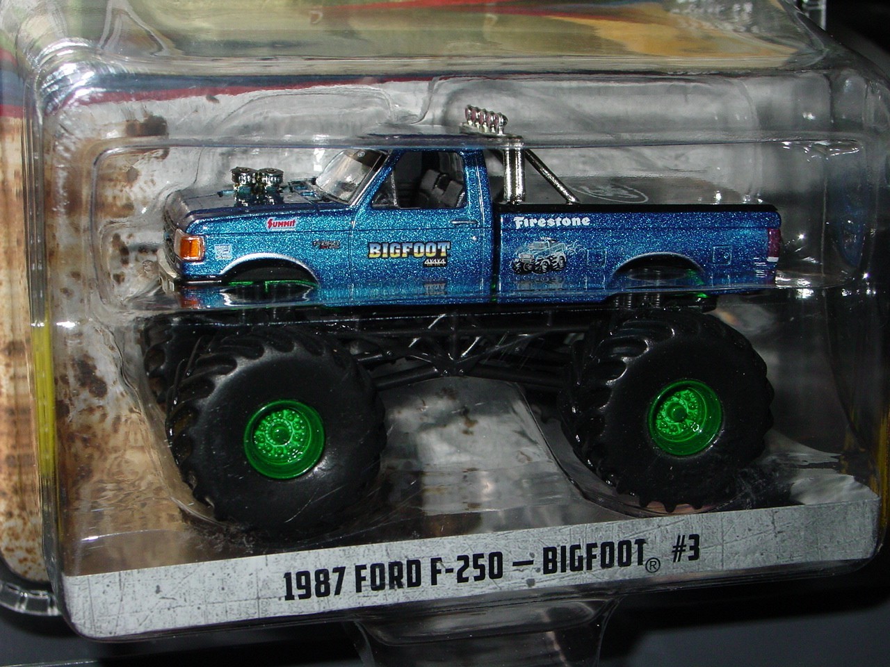 GREENLIGHT 1987 FORD F-250 BIGFOOT MONSTER PICK UP 4x4 CHASE TRUCK -BLUE, NICE