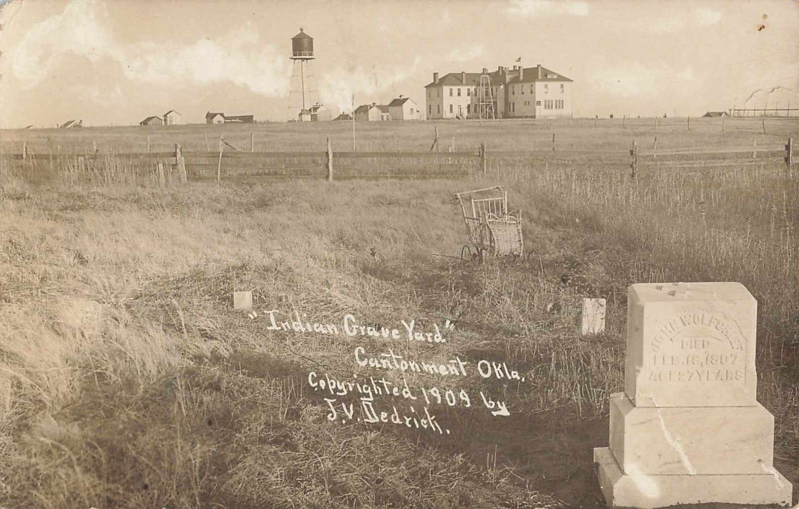 1909 Indian Grave Yard Cantonment Oklahoma RPPC J V Dedrick Native American