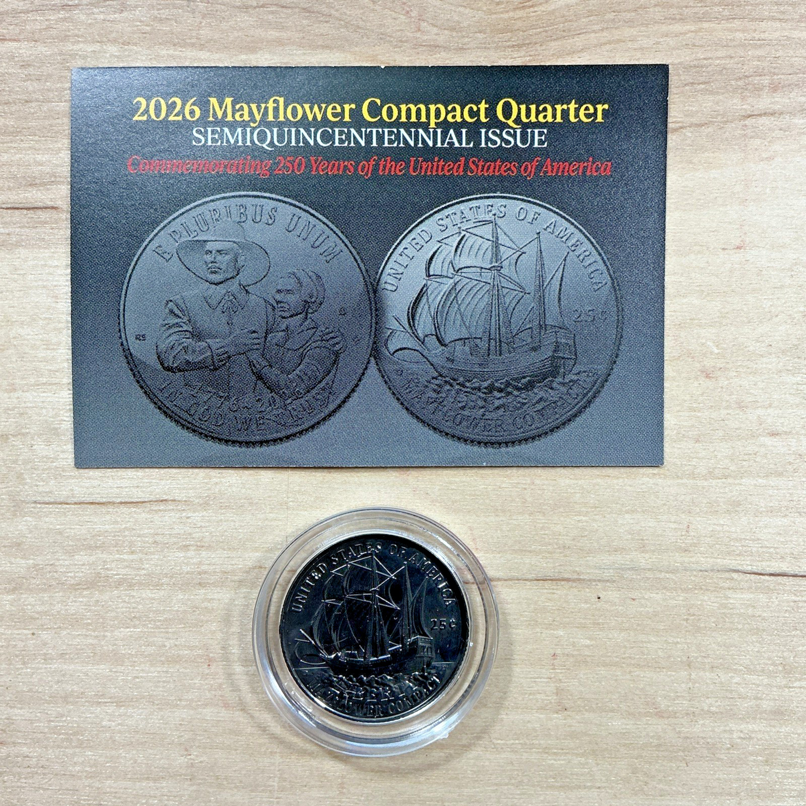 2026 Mayflower Quarter Black Ruthenium 1776–2026 w/ COA Display 2026 Mayflower Quarter Black Ruthenium 1776–2026 w/ COA Display