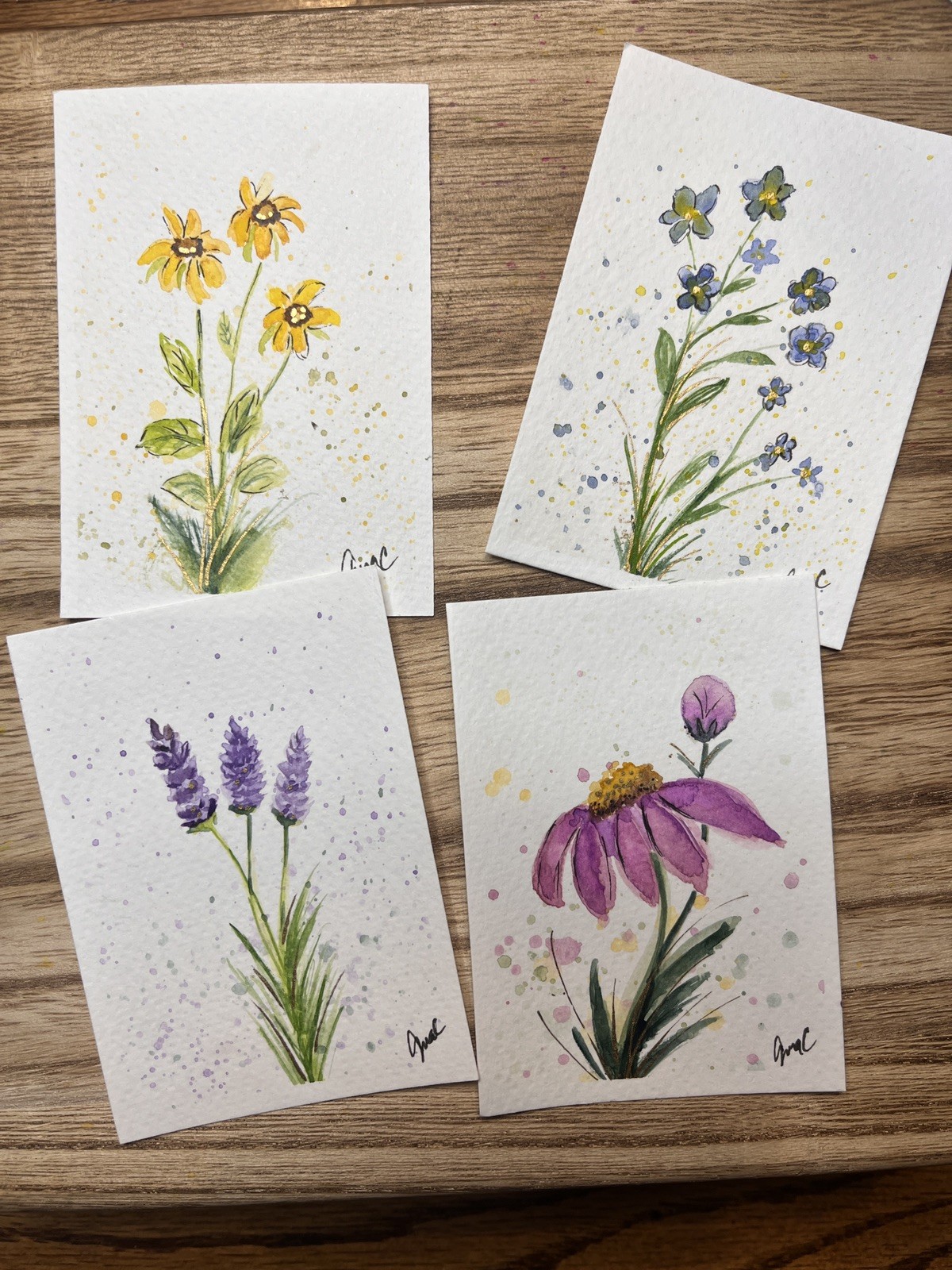 ACEO Watercolor floral series 4 aceos Paintings Bohoandbloosoms Original 