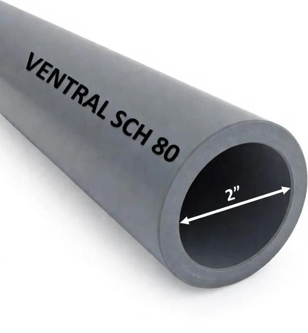 VENTRAL Schedule 80 PVC Pipe 2 Inch (2.375 OD), Grey, Cut Lengths for