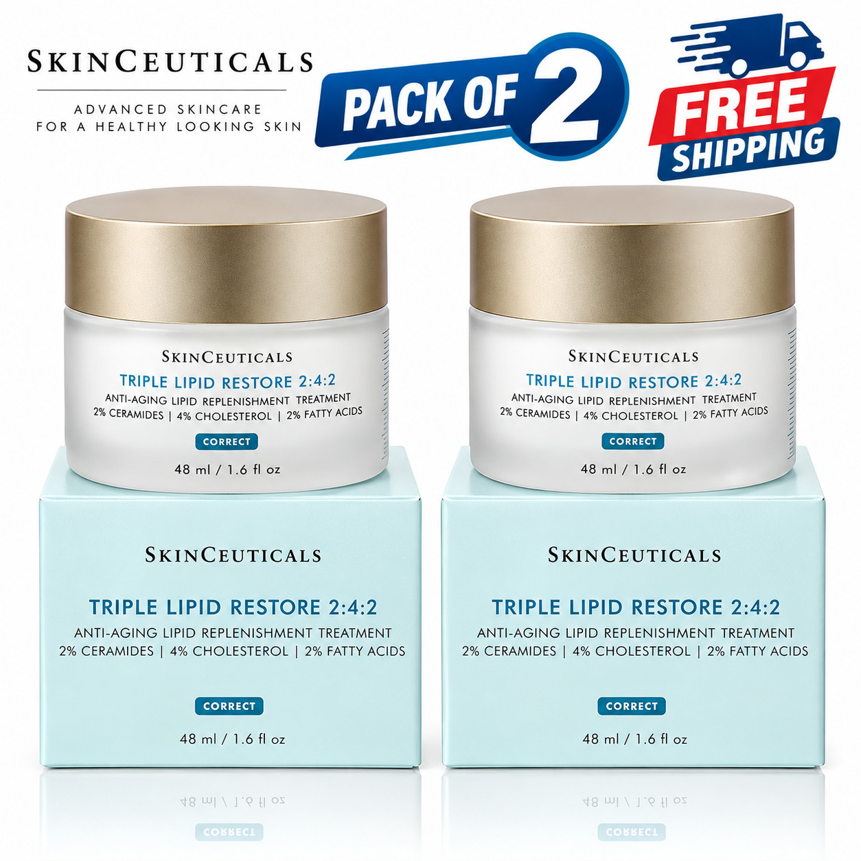 Pack of 2 SkinCeuticals Triple Lipid Restore 2:4:2 Cream 1.6oz / 48ml New