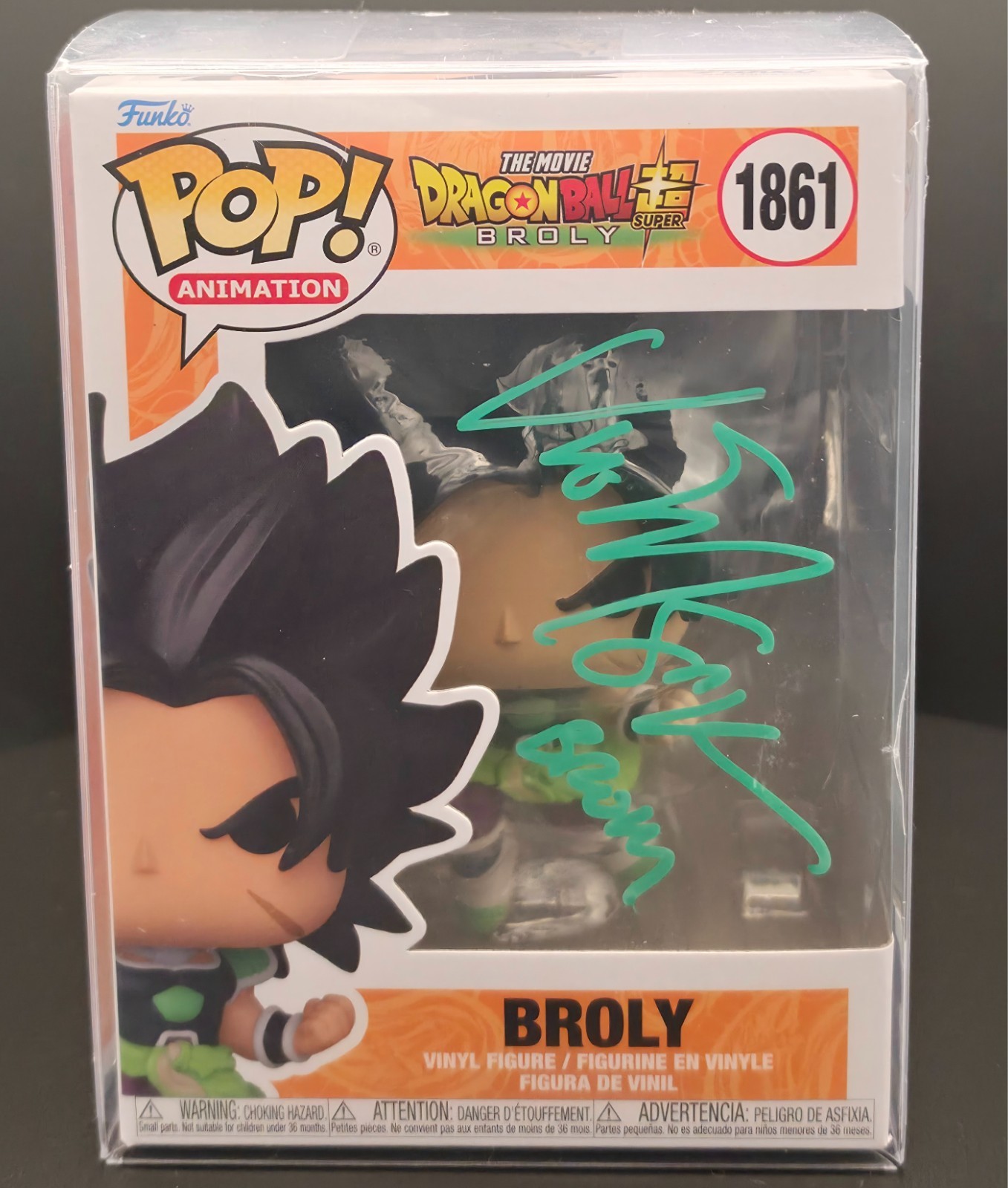 Funko Pop Broly #1861 Dragon Ball Super Vic Mignogna Signed OC with Protector
