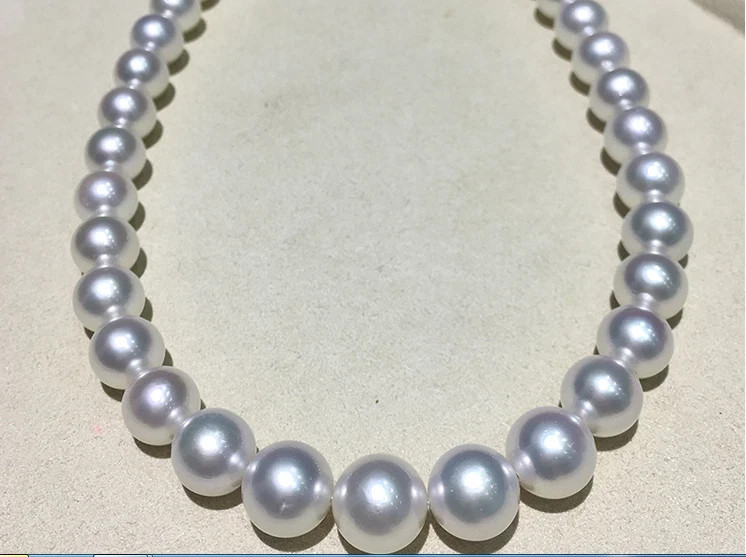 Huge 17.5inch 12-13MM AAAA NATURAL SOUTH SEA GENUINE WHITE ROUND PEARL NECKLACE