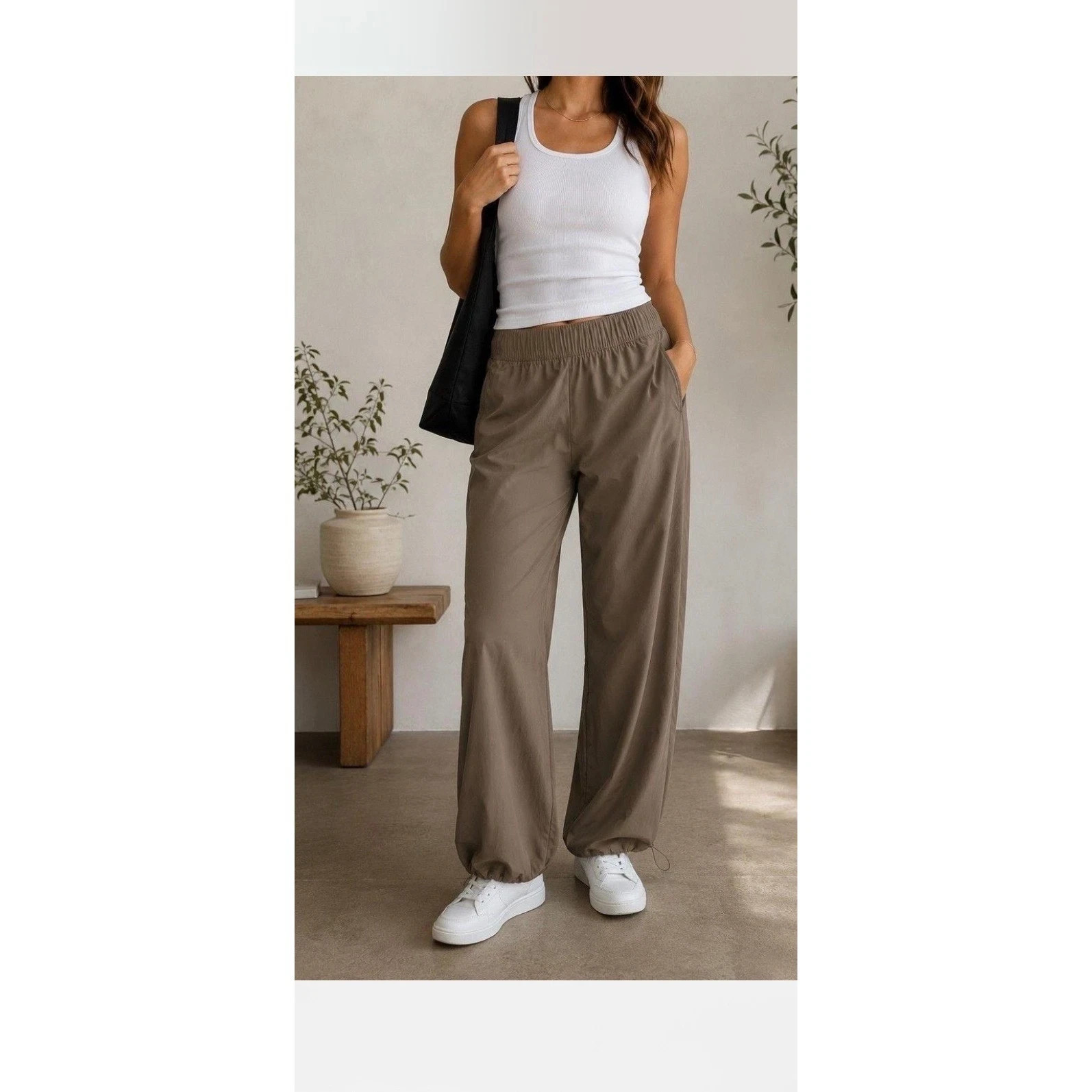 Athleta Rise Pant-Wrinkle/Water Resistent & Recycled Material-Tan--Size M-NWT