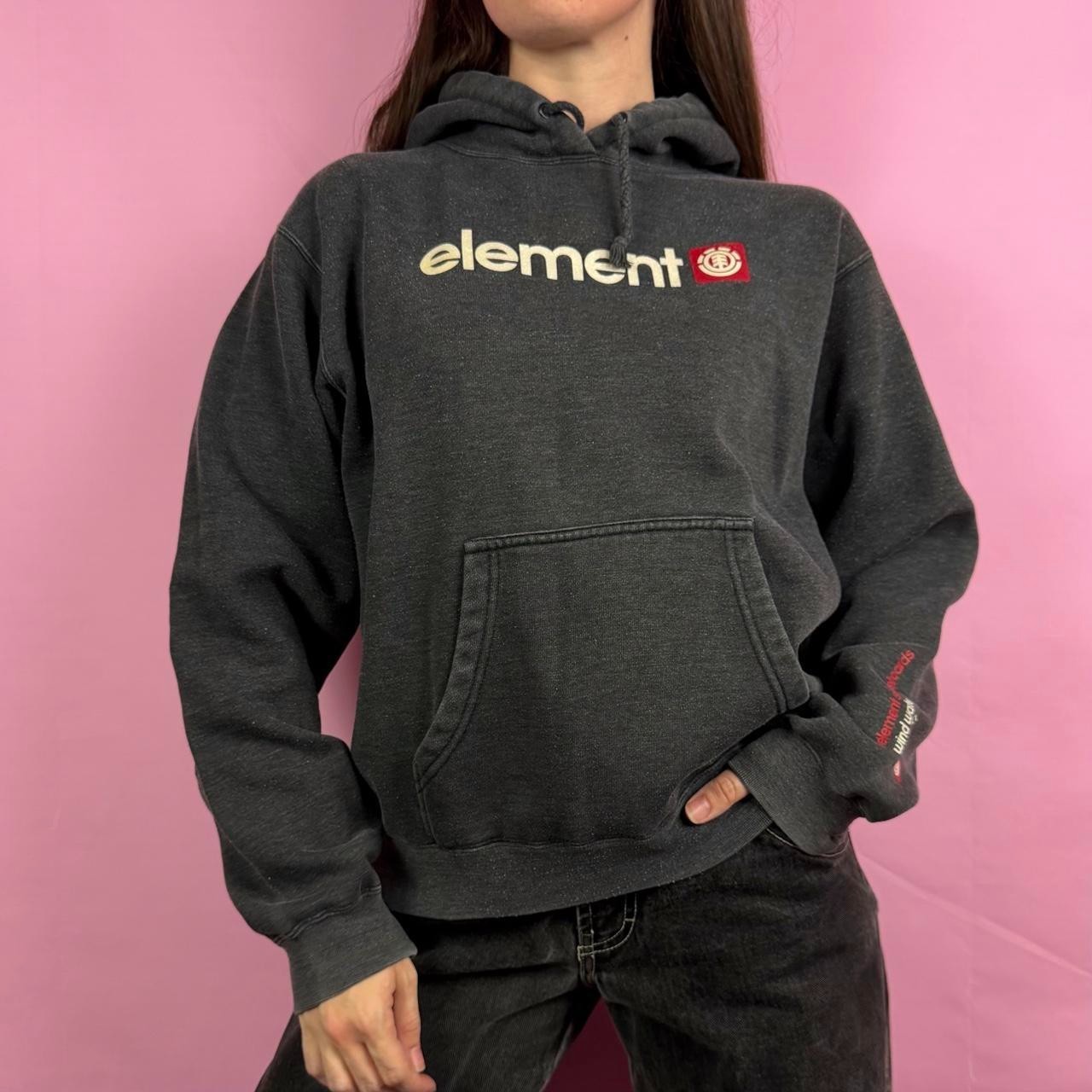 Vintage Element Skateboards Faded Gray Pullover Hoodie Y2K Sz Vintage Element Skateboards Faded Gray Pullover Hoodie Y2K Sz