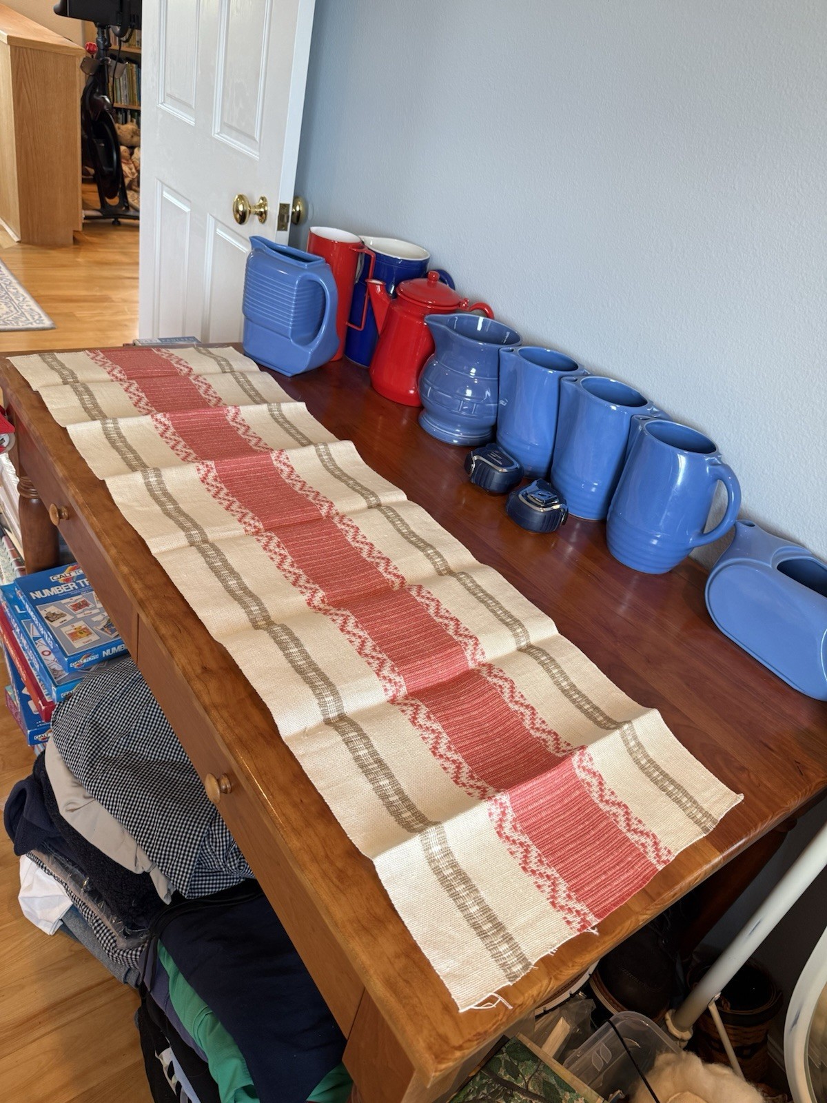 Swedish Scandinavian vintage handwoven linen table runner 15\