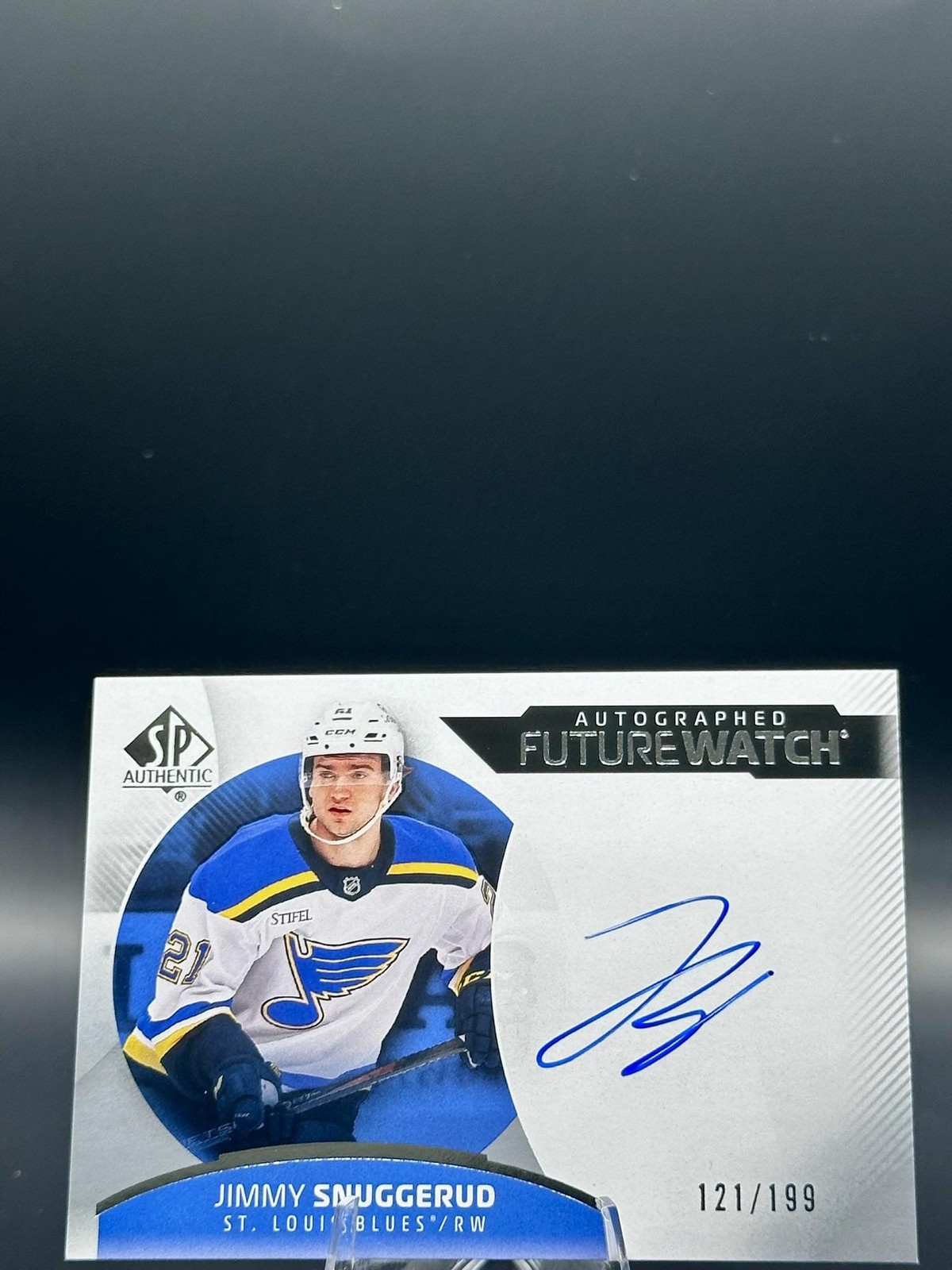 2025-26 SP Authentic Jimmy Snuggerud Future Watch Auto FWA /199 #132 Blues