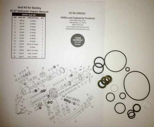 Seal Kit - Stanley ID-07 Hydraulic Impact Wrench Seal Kit No. 60791 Seal Kit - Stanley ID-07 Hydraulic Impact Wrench Seal Kit No. 60791