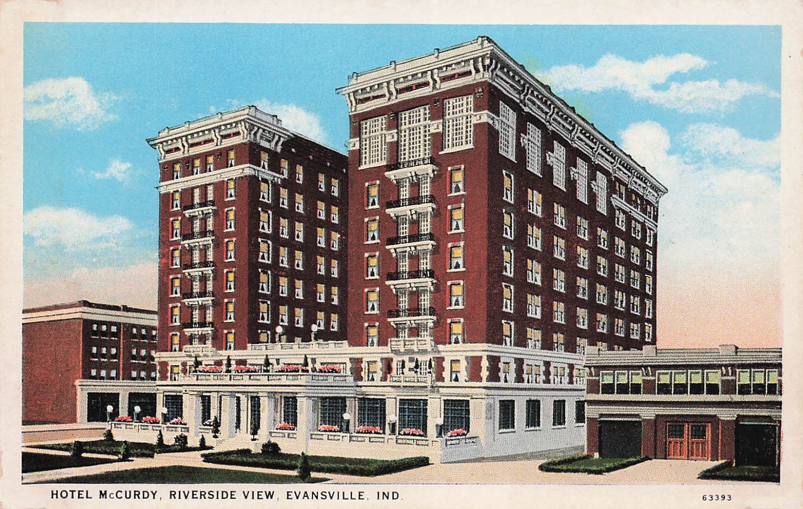Evansville IN Indiana Hotel McCurdy Vtg Postcard 43A