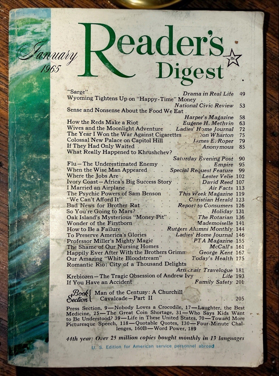 Reader’s Digest January 1965, Oak Island Money Pit. Collectible. Rare