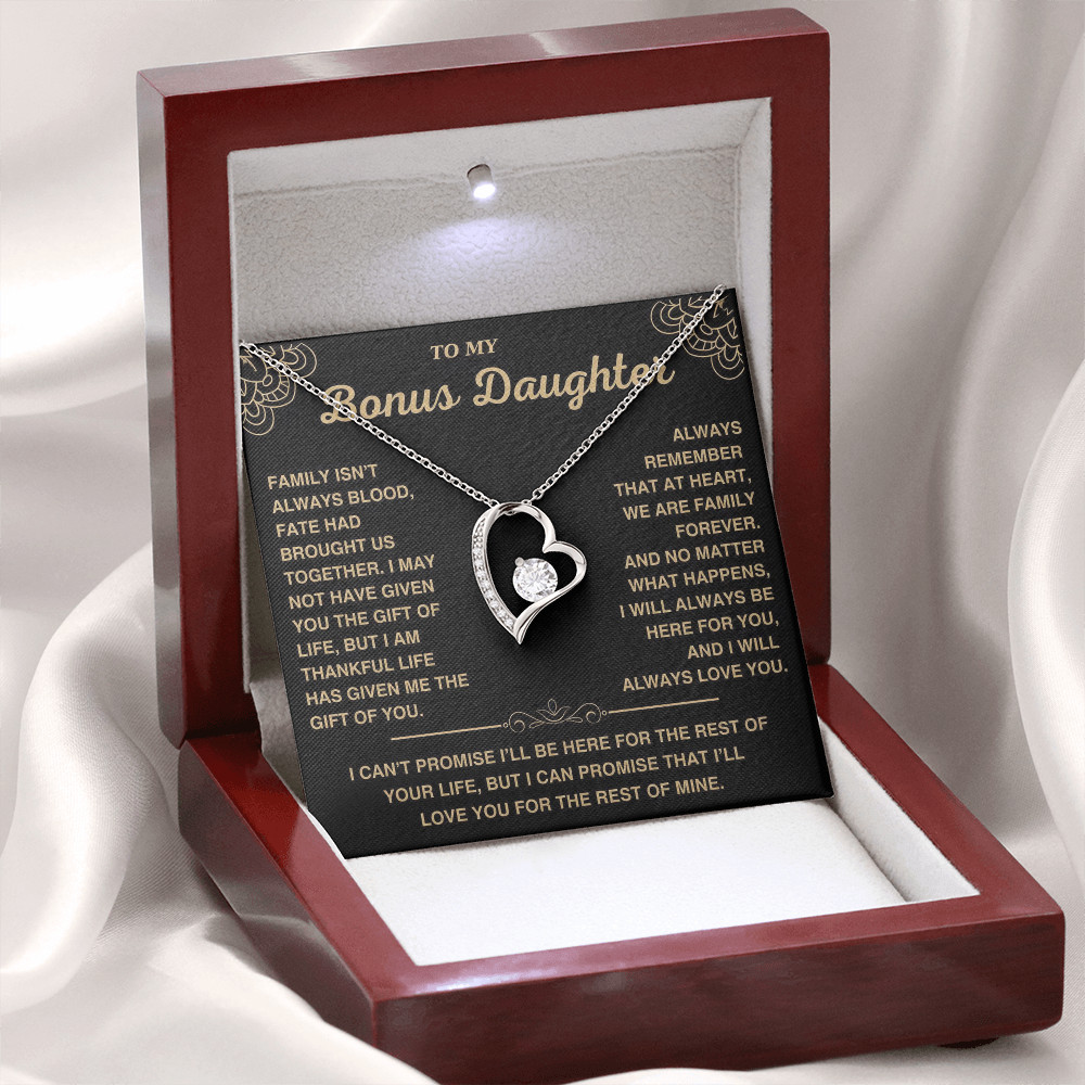To My Bonus Daughter Birthday Graduation Heart Necklace Meaningful Gift From dad