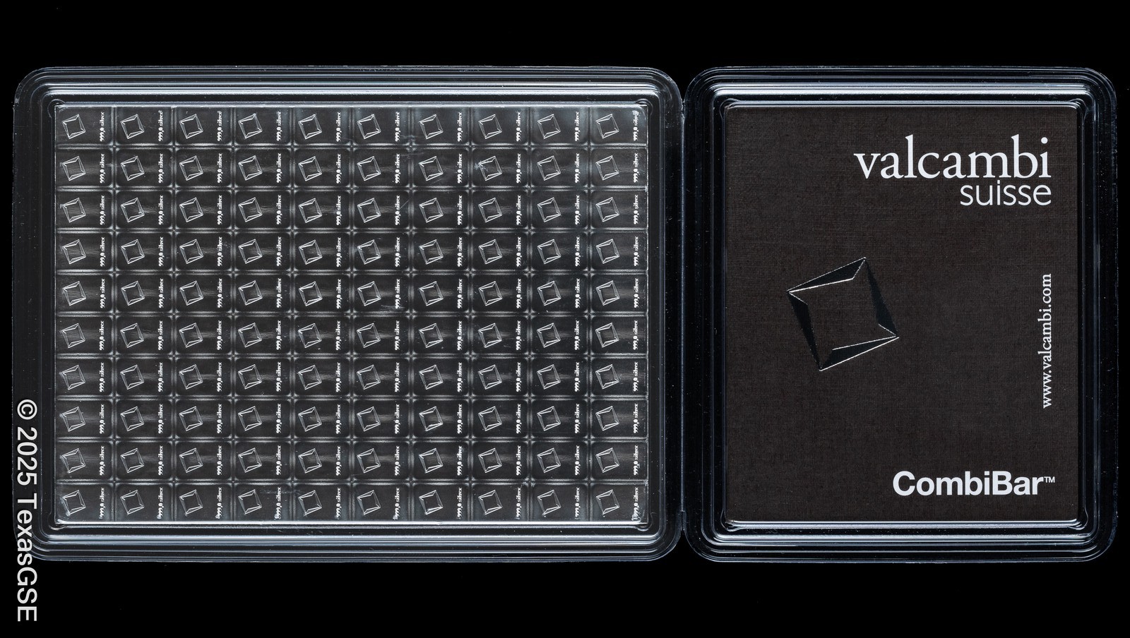 Silver 100 Gram Bar – Valcambi Suisse Silver CombiBar w/ Assay