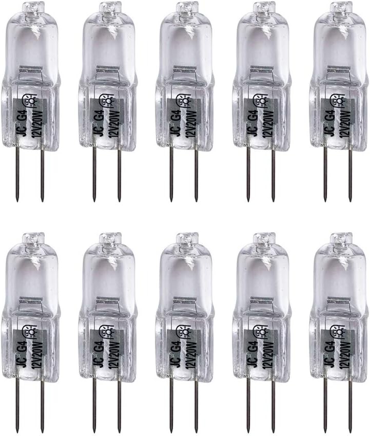 Vstar G4 12V 20W Bulb T3 JC Type Bi-Pin Base G4 Chandeliers,Clear,10 Packs Vstar G4 12V 20W Bulb T3 JC Type Bi-Pin Base G4 Chandeliers,Clear,10 Packs