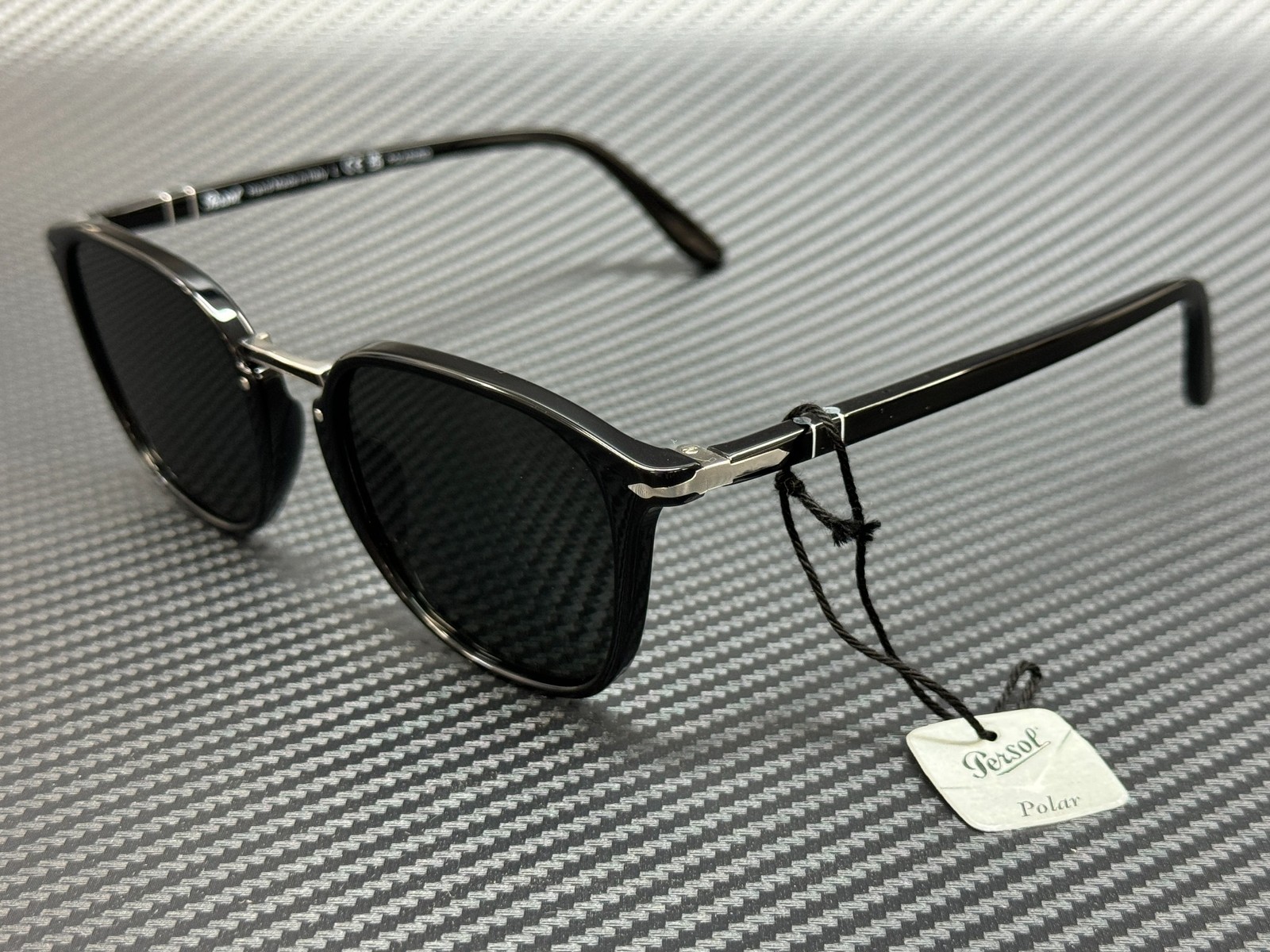 PERSOL PO3186S 95 58 Black Square Men\'s 53 mm Polarized Sunglasses