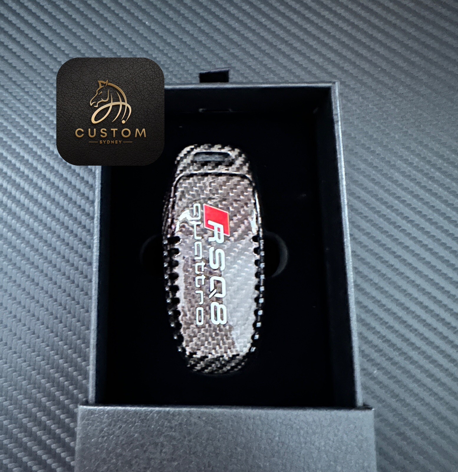 Genuine Carbon Fiber Key Fob Cover Package For Audi RSQ8 Custom Made Genuine Carbon Fiber Key Fob Cover Package For Audi RSQ8 Custom Made