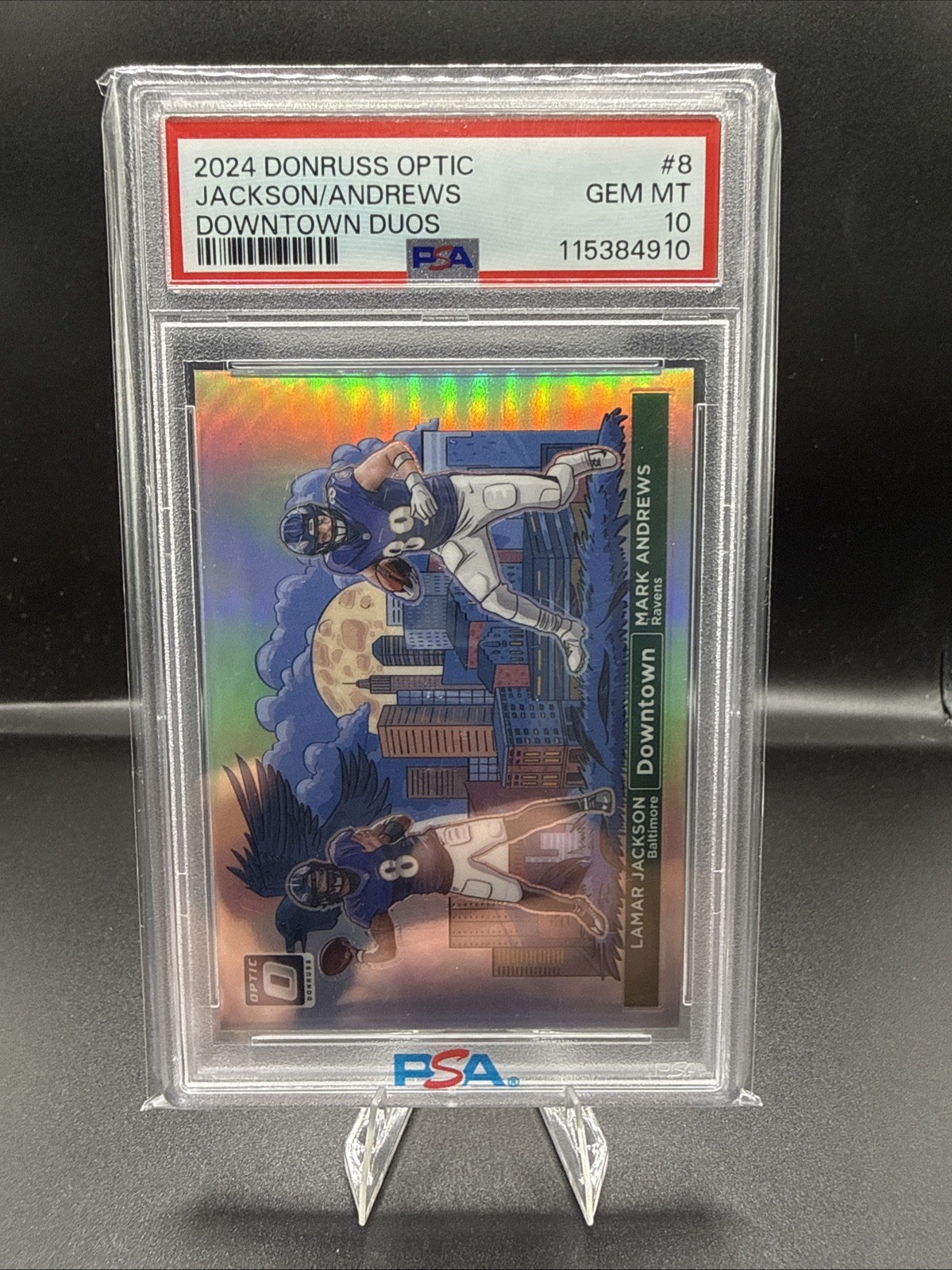2024 Panini Donruss Optic - Downtown Duos Lamar Jackson, Mark Andrews #8 PSA 10 2024 Panini Donruss Optic - Downtown Duos Lamar Jackson, Mark Andrews #8 PSA 10