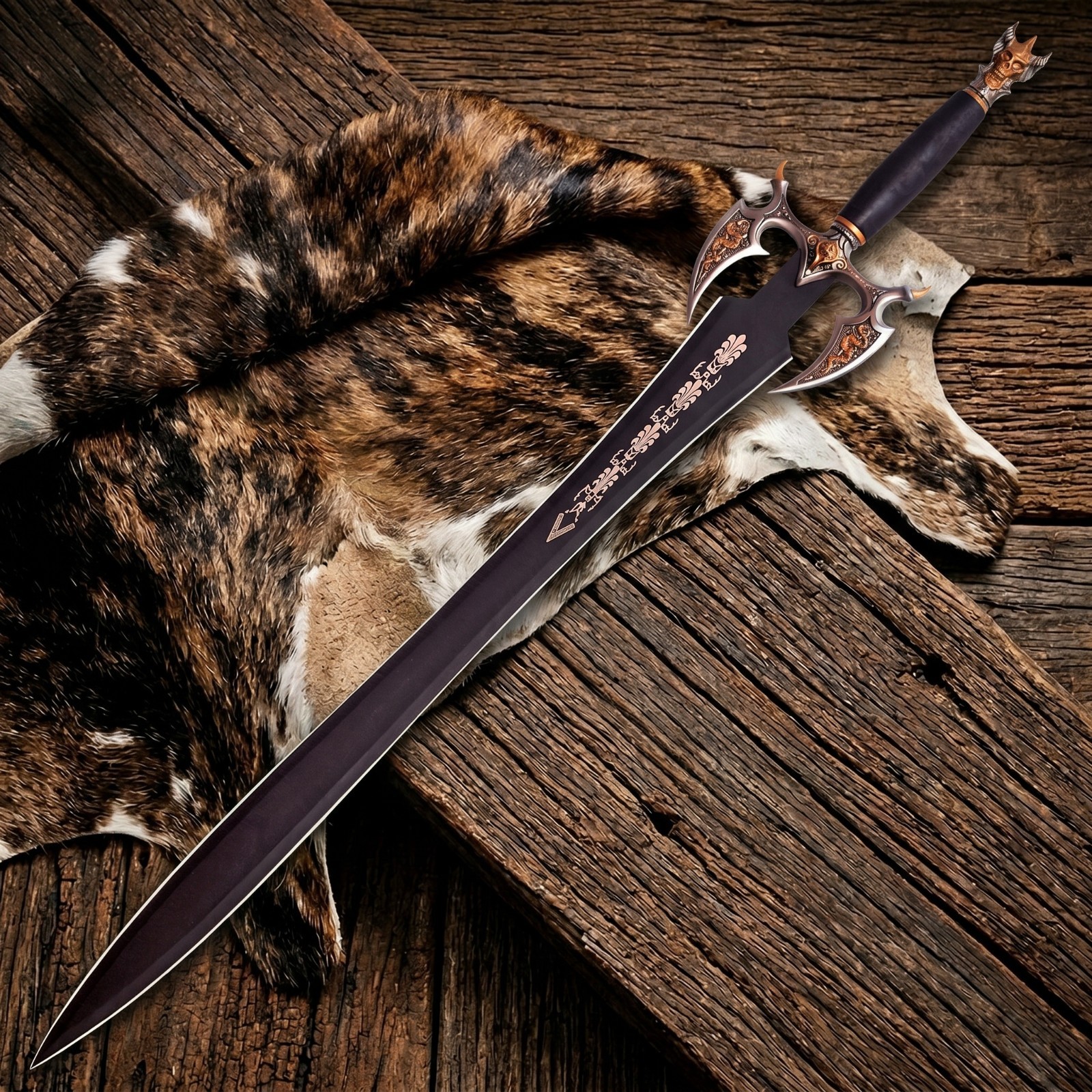 37″ Handmade Stainless Steel Kilgorin The Sword OF Darkness With Wall Plaque