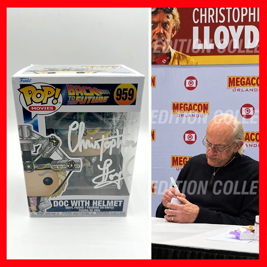 CHRISTOPHER LLOYD SIGNED Doc with Helmet Funko #959 Back to the Future COA & PIC