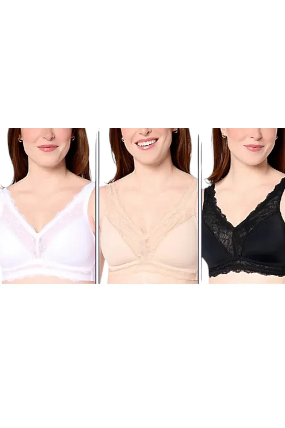 Breezies Women's 3-Pk Soft Support Lace Wirefree Unlined Bra Basic Breezies Women's 3-Pk Soft Support Lace Wirefree Unlined Bra Basic