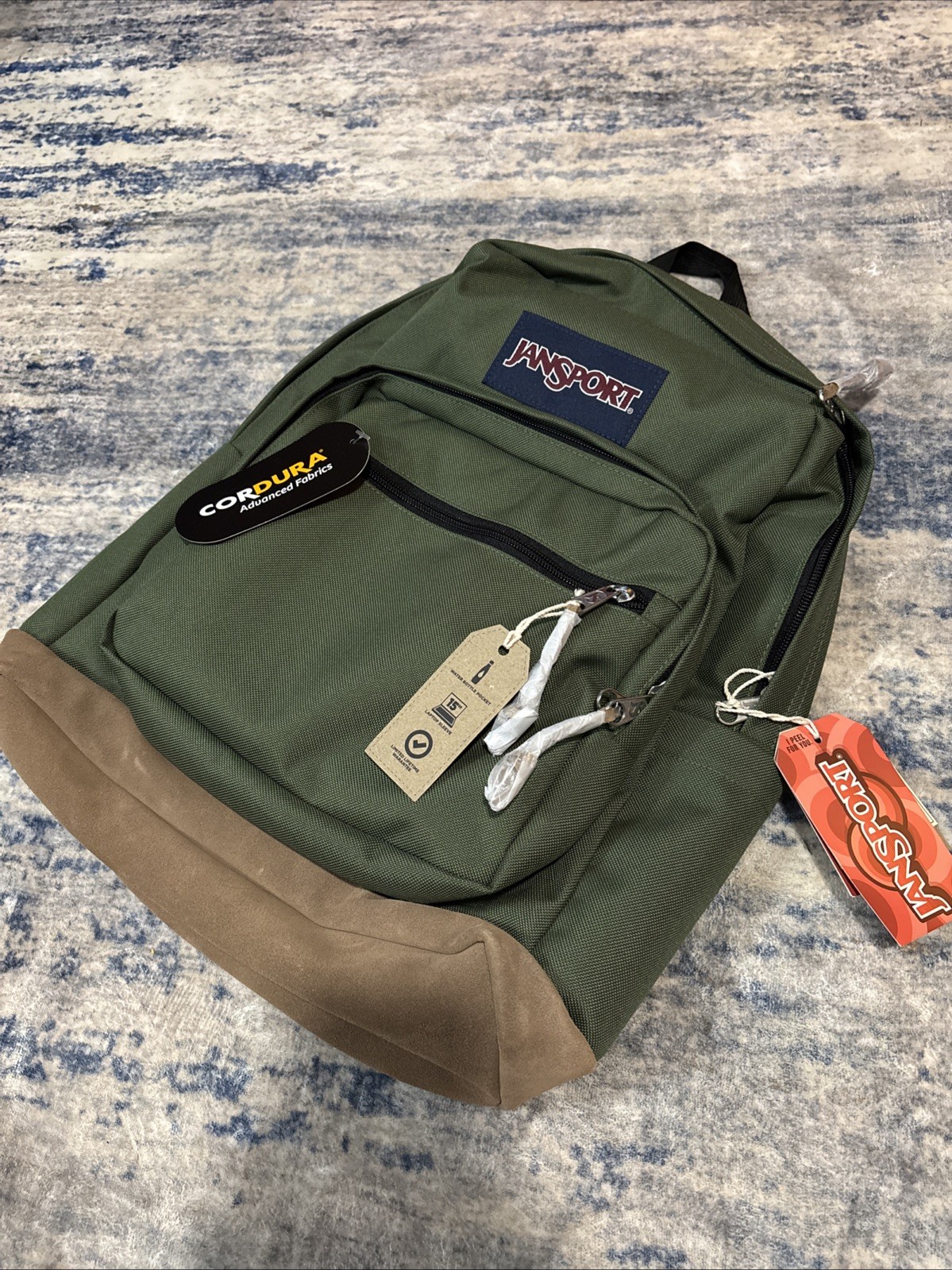 JanSport Right Pack Backpack Cargo Green Suede Bottom JS0A4QVAKM1 NWT